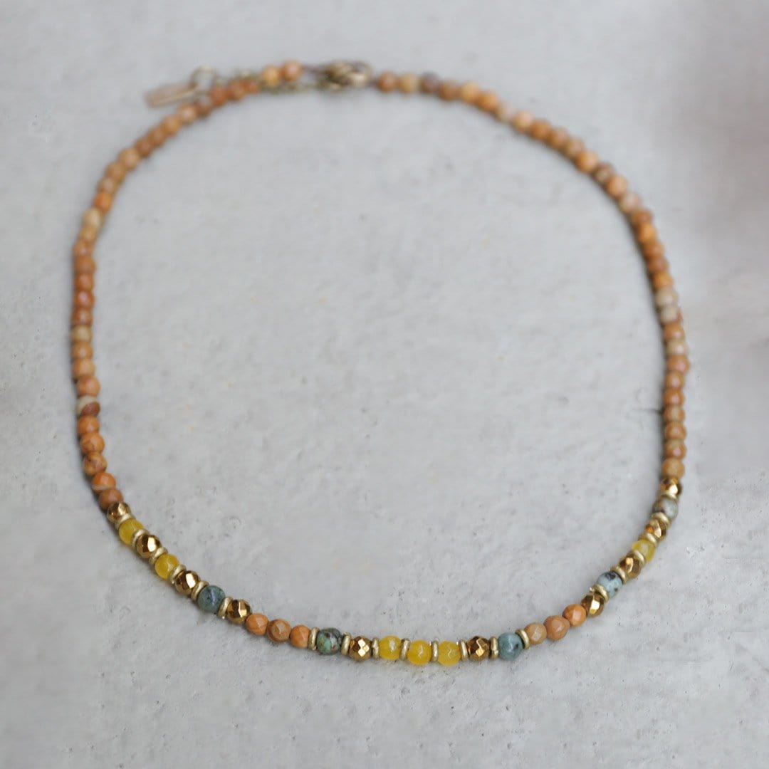 Necklaces - Jasper And Yellow Jade Delicate Necklace