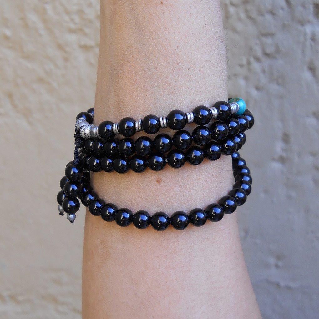 Necklaces - Patience, 108 Bead Mala Onyx Wrap Bracelet Or Necklace