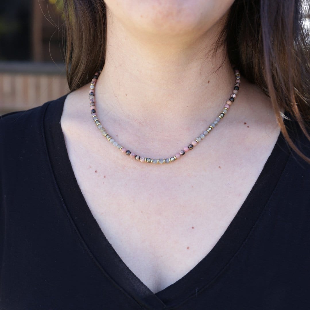 Necklaces - Rhodonite And Labradorite Delicate Necklace