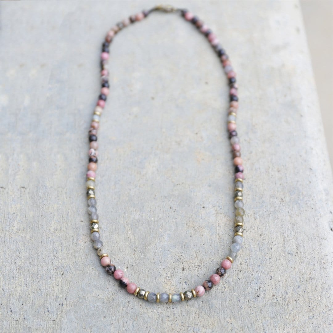 Necklaces - Rhodonite And Labradorite Delicate Necklace