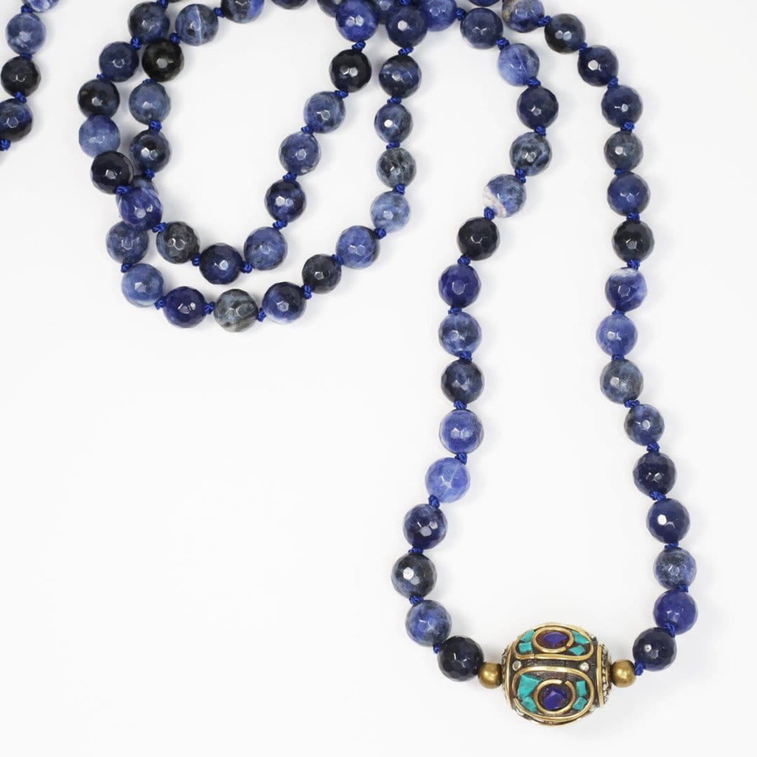 Necklaces - Sodalite Hand Knotted Mala Necklace