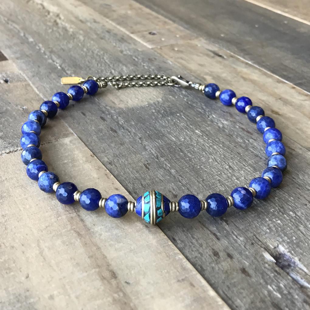 Necklaces - Sodalite Mala Choker Or Wrap Bracelet For Peace