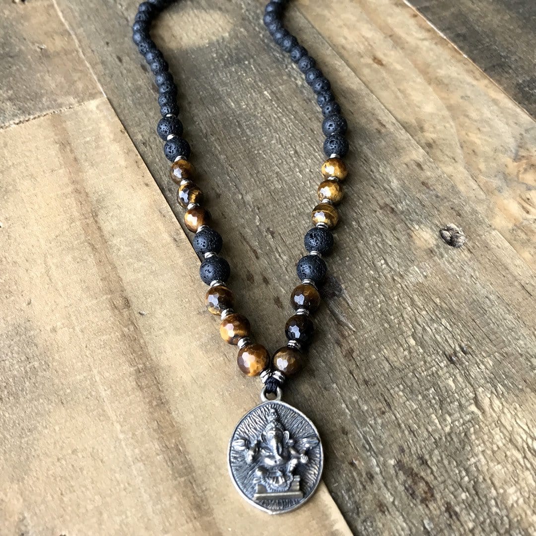Necklaces - Solar Plexus Chakra Aromatherapy Mala Necklace With Ganesh Pendant