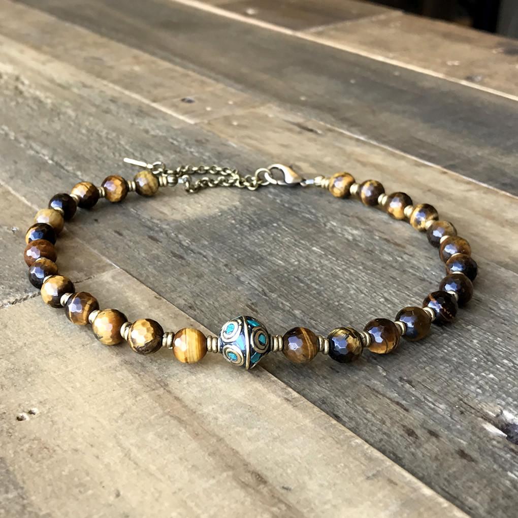 Necklaces - Tiger's Eye Mala Choker Or Wrap Bracelet For Prosperity