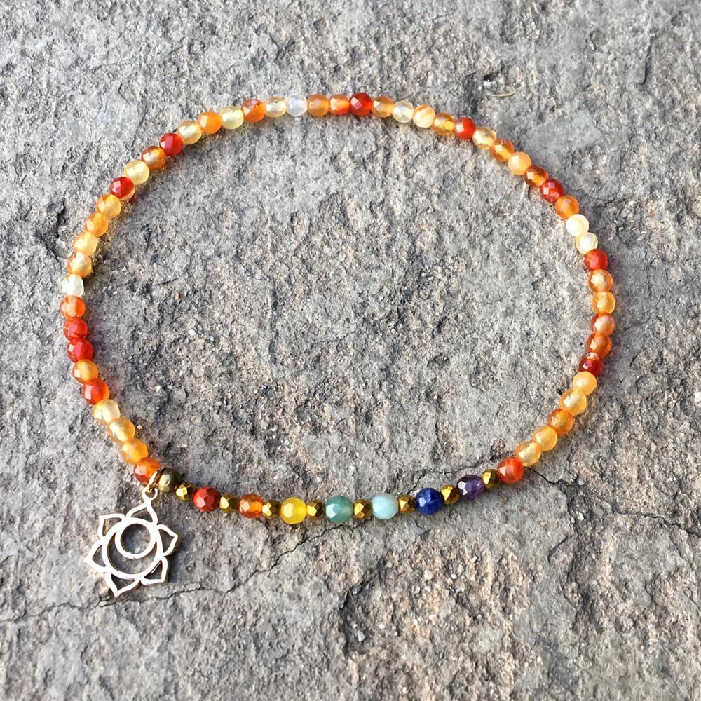 Sacral Chakra Anklet, Chakra Gemstones And Carnelian Anklet