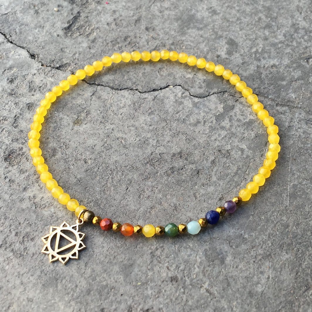 Solar Plexus Chakra Anklet, Chakra Gemstones And Yellow Jade Anklet