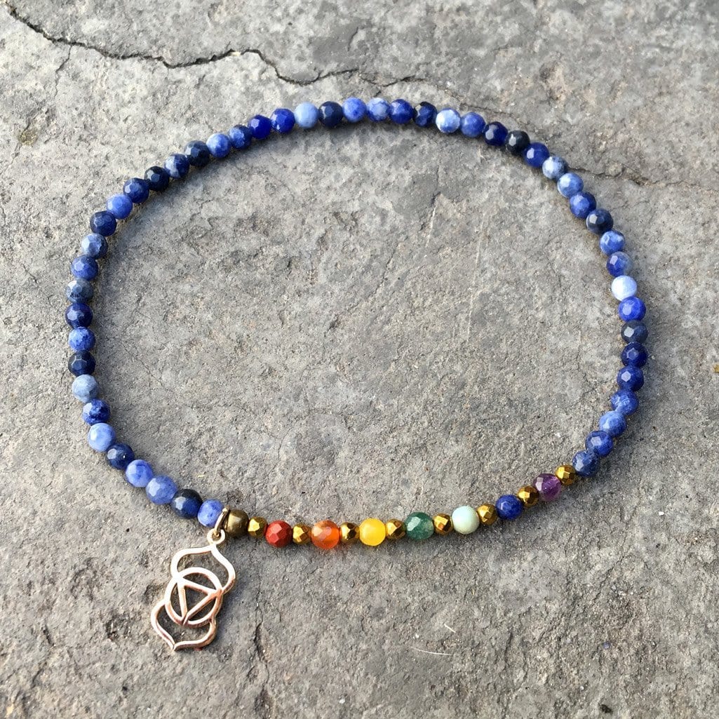 Third Eye Chakra Anklet, Chakra Gemstones And Sodalite Anklet