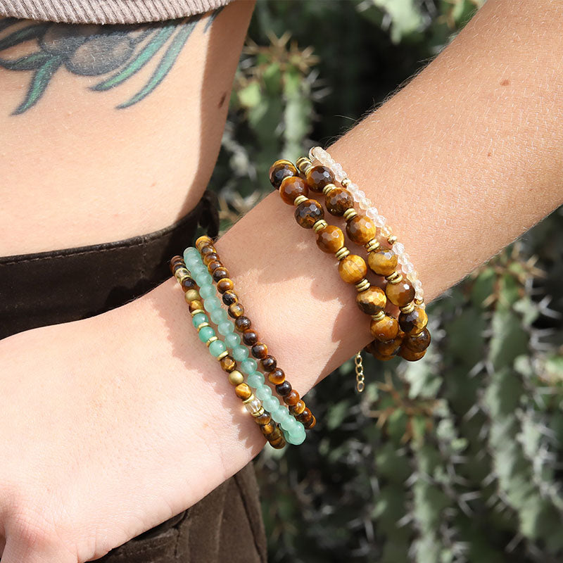Tiger's Eye and Aventurine Bracelet Set Lifestyle